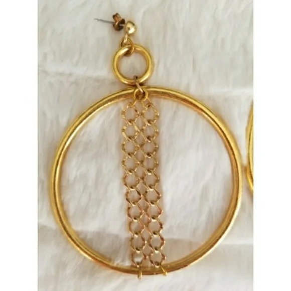 VANESSA MOONEY // ltd ed gold drop hoop chain detail earrings